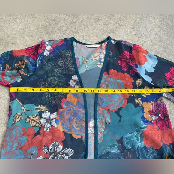 Soft Surroundings Multicolor Sheer Floral Kimono, Size PM - Picture 6 of 7